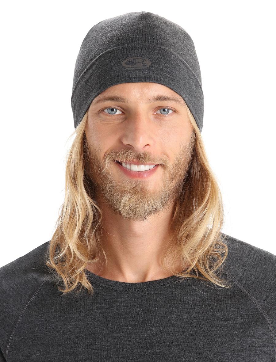 Men's Icebreaker Unisex Merino Chase Beanie Hats Jet Heather | CA 1849MQZA